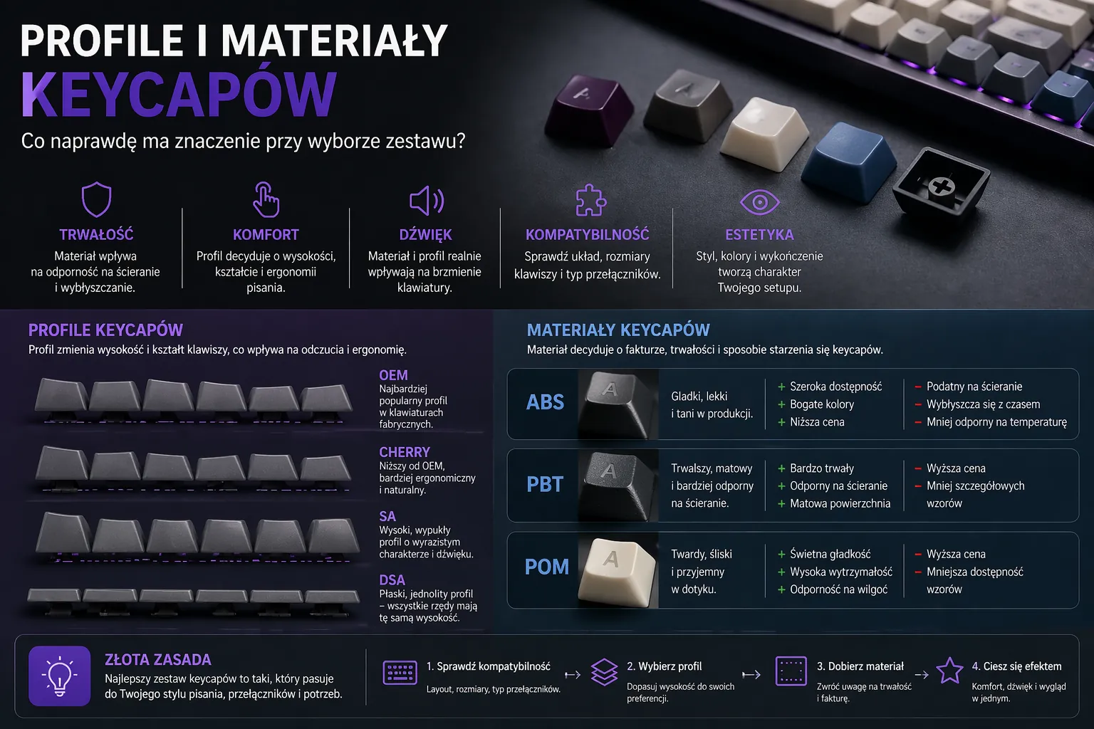 profile i materiały keycapów
