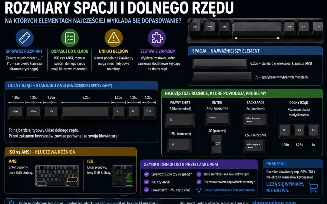 rozmiary spacji i dolnego rzędu